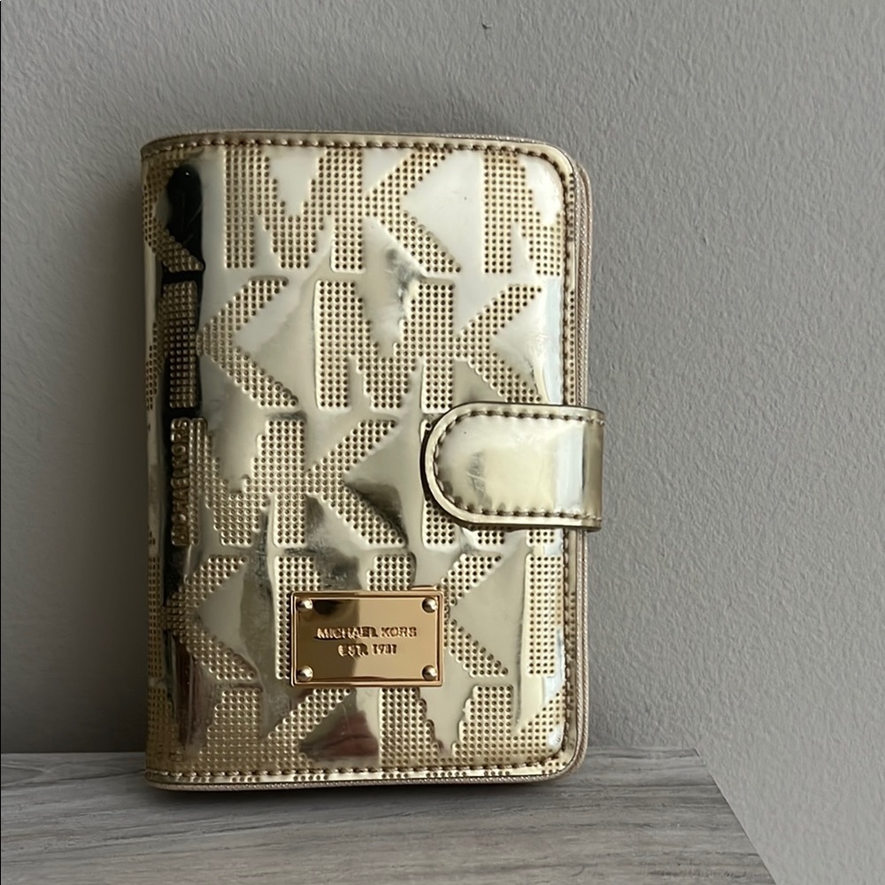 Michael Kors Gold Monogram Passport & Card Holder